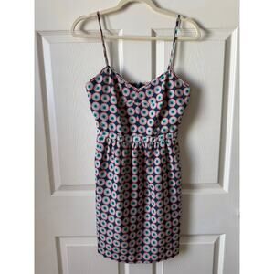 J.Crew Turquoise & Pink Floral Mini Dress Size 2 Preppy Y2K Retro Daisy Festival